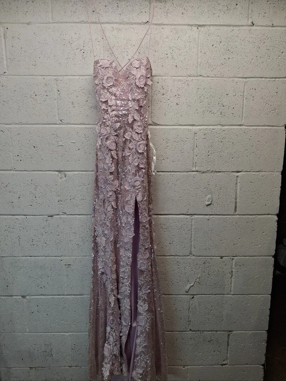 NWOT Jovani Sequin Floral Appliqué Gown in Light Pink - Picture 4 of 13
